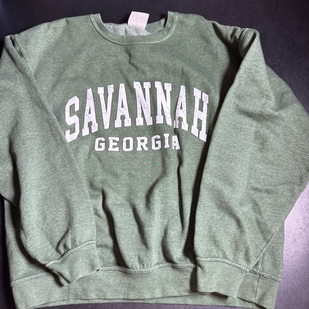 Pacific & Co Sweatshirt Mens XL Green Savannah Georgia Graphic Pullover